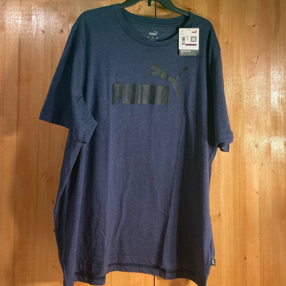 NEW! PUMA ESSENTIALS HEATHER XXL Men's Men T-Shirt Tee Shirt Peacoat Blue - Picture 1 of 8